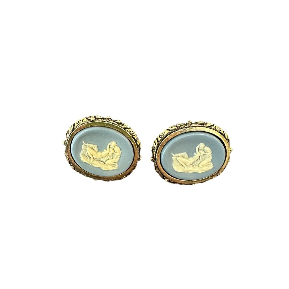 Vintage Dante Museum Master Piece The Kiss Blue And White Cufflinks